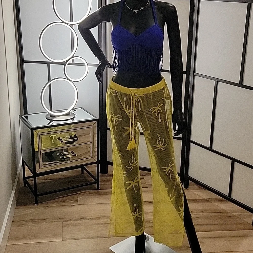 MIKEN Swim | 2-piece | Mesh Swimsuit Coverup | Sz. S | Mustard | NWOT + Swim top - Picture 4 of 17